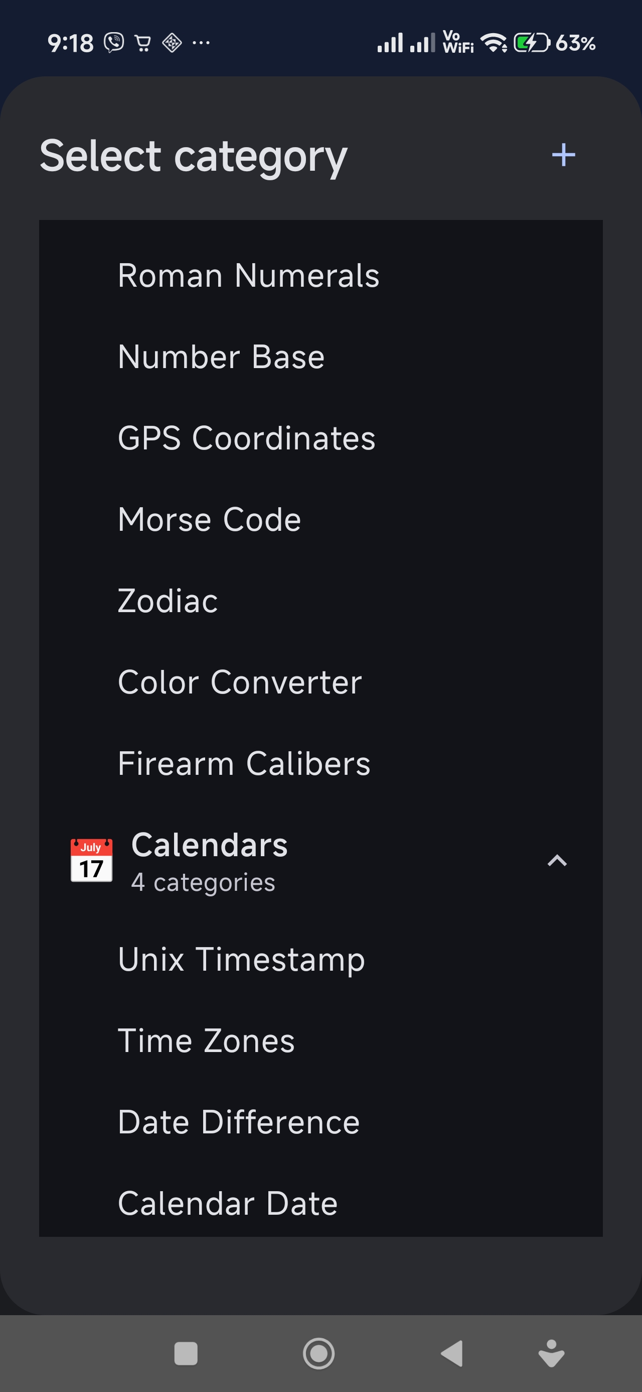 Category Selection
